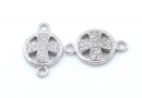 Link cruce cu cristale, argint 925 placat cu rodiu, 13.5mm - x1