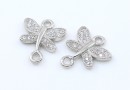 Link fundita cu cristale, argint 925 placat cu rodiu, 12mm - x1