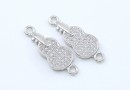 Link trifoi cu cristale, argint 925 placat cu rodiu, 21.5mm - x1