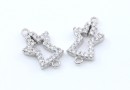 Link ingeras cu cristale, argint 925 placat cu rodiu, 14mm - x1