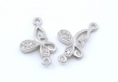 Link fluture cu cristale, argint 925 placat cu rodiu, 16mm - x1