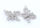 Link fluture cu cristale, argint 925 placat cu rodiu, 23mm - x1