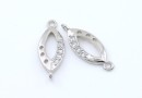 Link marquise cu cristale, argint 925 placat cu rodiu, 16mm - x1