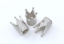 Link coroana cu cristale, argint 925 placat cu rodiu, 12mm - x1