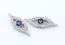 Link Evil eye cu cristale, argint 925 placat cu rodiu, 20mm - x1
