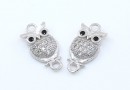 Link bufnita cu cristale, argint 925 placat cu rodiu, 13mm - x1