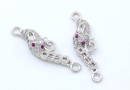 Link soricel cu cristale, argint 925 placat cu rodiu, 25mm - x1