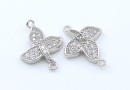 Link frunza cu cristale, argint 925 placat cu rodiu, 14.5mm - x1