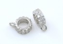Charm decor cu cristale, argint 925 placat cu rodiu, 8mm - x1