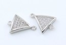 Link triunghi cu cristale, argint 925 placat cu rodiu, 14mm - x1