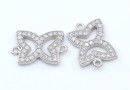 Link fluture cu cristale, argint 925 placat cu rodiu, 14mm - x1