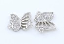 Link fluture cu cristale, argint 925 placat cu rodiu, 12mm - x1