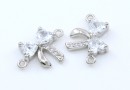Link fundita cu cristale, argint 925 placat cu rodiu, 14mm - x1