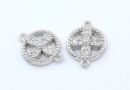 Link disc cu cruce si cristale, argint 925 placat cu rodiu, 11mm - x1