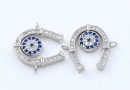 Link potcoava cu cristale, argint 925 placat cu rodiu, 17.5mm - x1
