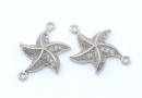 Link stea de mare cu cristale, argint 925 placat cu rodiu, 18mm - x1