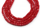 Sirag margele cristal, cub, rosu coral, 3x3mm