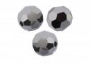 Preciosa, faceted round bead, jet hematite full, 4mm - x10