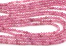 Margele Turmalina roz, rotund fatetat, 3mm