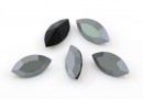 Preciosa navette, jet hematite, 10mm - x2