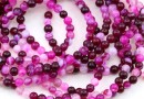 Margele Agate lace dantelate, rotund, fuchsia, 4mm
