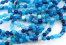 Margele Agate lace dantelate, rotund, albastru, 4mm