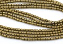 Margele Hematit, tub, auriu mat, 2.3x2.2mm