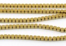 Margele Hematit, cub hexagon, auriu, 3mm
