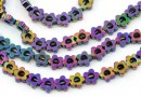 Margele Hematit, floare, rainbow, 6mm