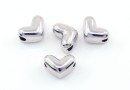 Margele decor inima argint 925 placat cu rodiu, 8x5.5mm - x1