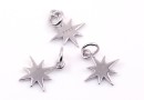 Charm stea argint 925 placat cu rodiu, 10x8mm - x1